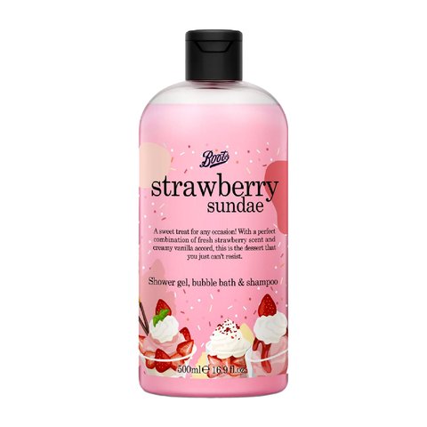 Flavour Strawberry Sundae Shower Gel Bubble Bath & Shampoo