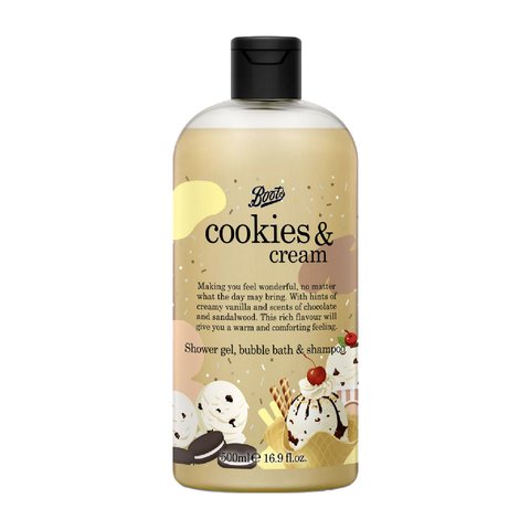 Flavour Cookies & Cream Shower Gel Bubble Bath & Shampoo